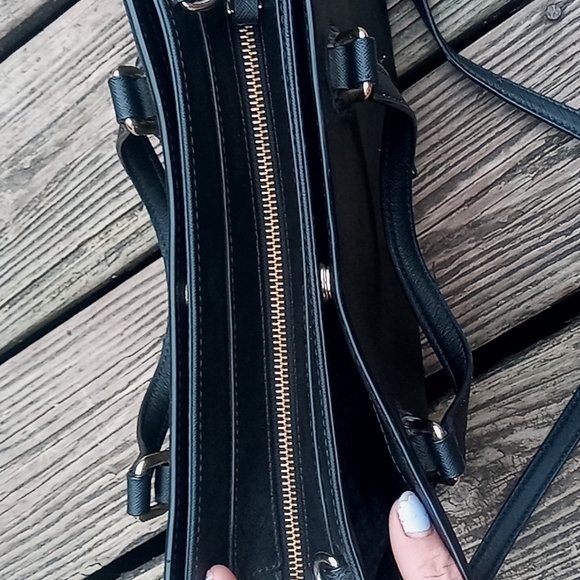 Kate spade black leather satchel crossbody handbag purse EUC tote bag authentic - Picture 10 of 11